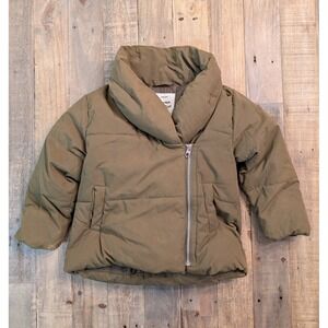 Zara Girls Outerwear Collection Puffer Jacket Coat Green Size 7